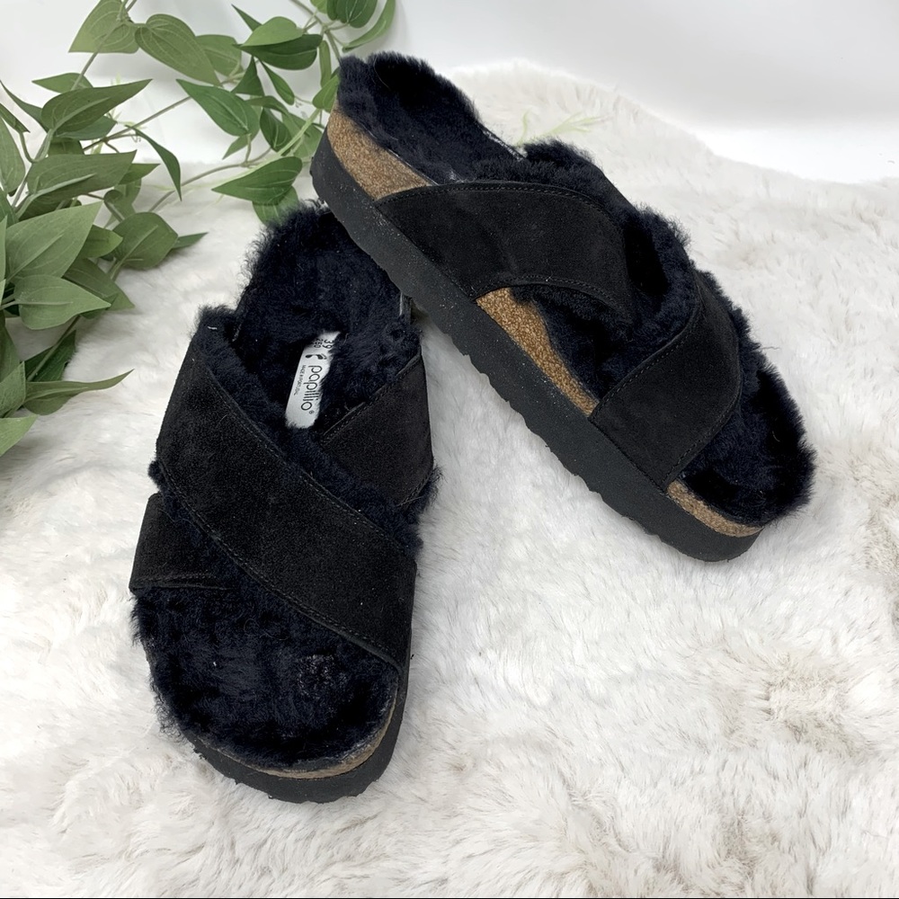 Birkenstock Platform Daytona Leather Sandals 39 8 - 8.5 fur Birkenstock slides - Picture 3 of 12